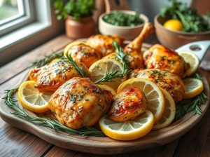 Frango Assado com Limão e Ervas Finas Low Carb