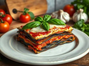 Lasanha de Berinjela com Molho de Tomate e Queijo Low Carb