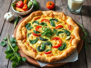 Quiche de Legumes com Queijo, Ervas e Creme Low Carb