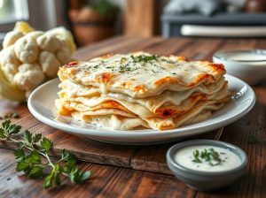 Lasanha de Couve-Flor com Molho Branco e Queijo Low Carb