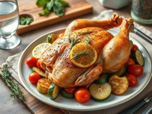 Frango Assado com Limão, Ervas Finas e Especiarias Low Carb
