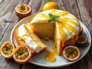 Bolo de Maracujá com Mousse de Chocolate Branco