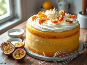 Bolo de Maracujá com Cobertura de Chantilly Tropical