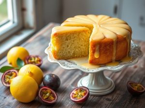 Bolo de Limão Siciliano com Calda de Maracujá Encantada