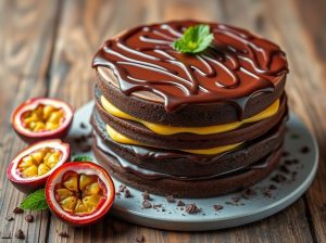 Bolo de Chocolate com Recheio de Mousse de Maracujá