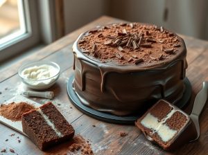 Bolo de Chocolate com Recheio de Brigadeiro Branco dos Sonhos