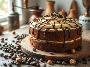 Bolo de Café com Creme de Avelã e Chocolate