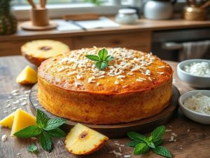 Bolo de Abacaxi com Coco Queimado e Toque de Hortelã