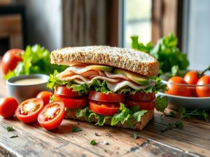 Sanduíche Low Carb com Pão de Nuvem Tropical