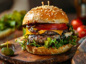 Hambúrguer Artesanal Low Carb com Molho de Mostarda e Mel