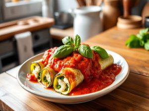 Canelone de Abobrinha Low Carb com Recheio de Ricota e Espinafre