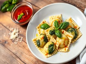 Ravioli de Abobrinha Low Carb com Recheio de Ricota e Espinafre