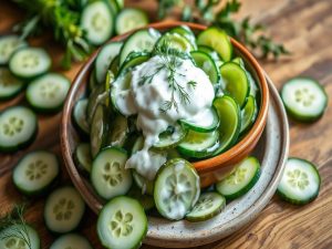 Salada de Pepino com Iogurte Low Carb Refrescante
